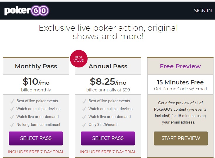 PokerGo Abonnement PokerGo Abonnement