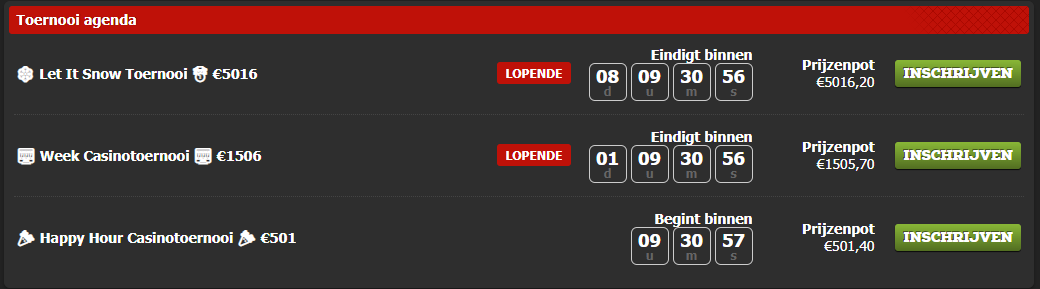 Casinotoernooien Bingoal