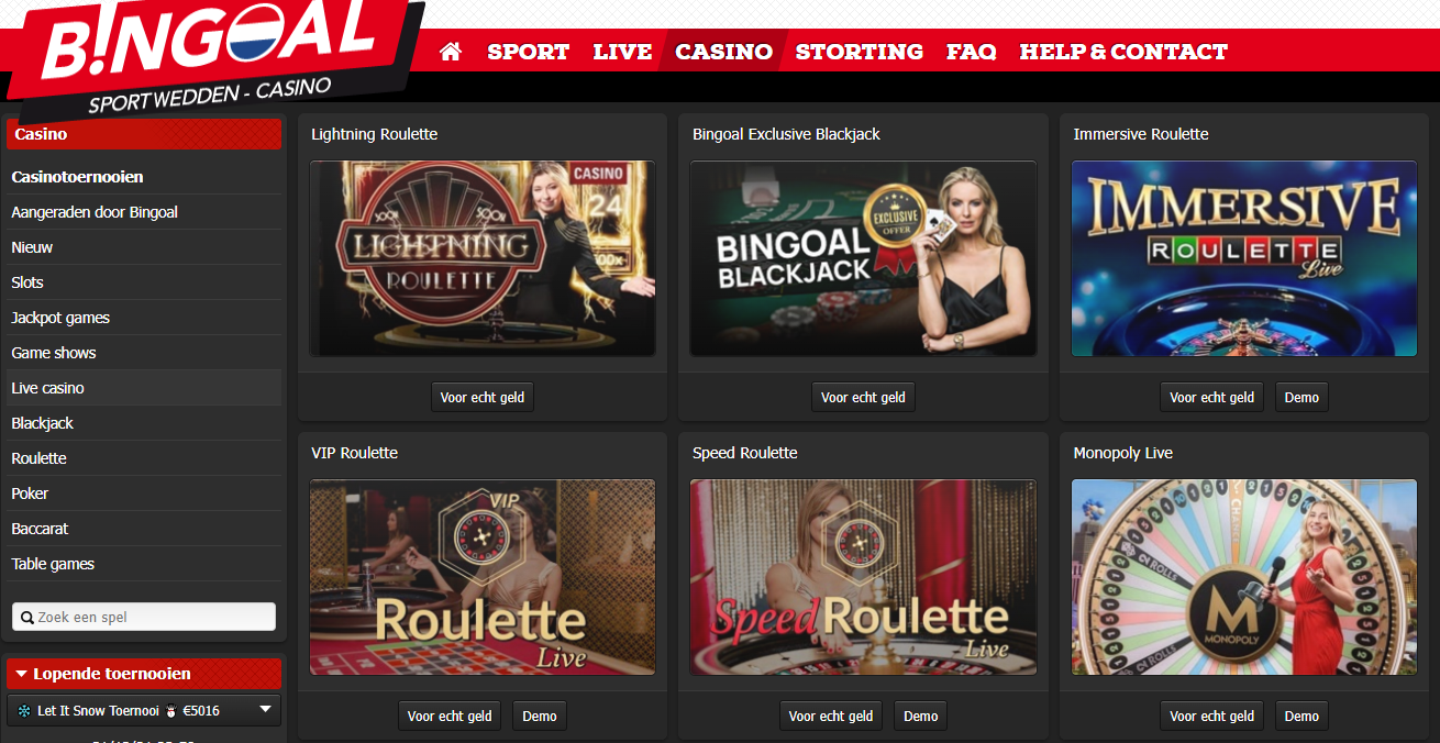 Live casino Bingoal