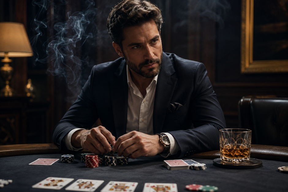 Man aan pokertafel