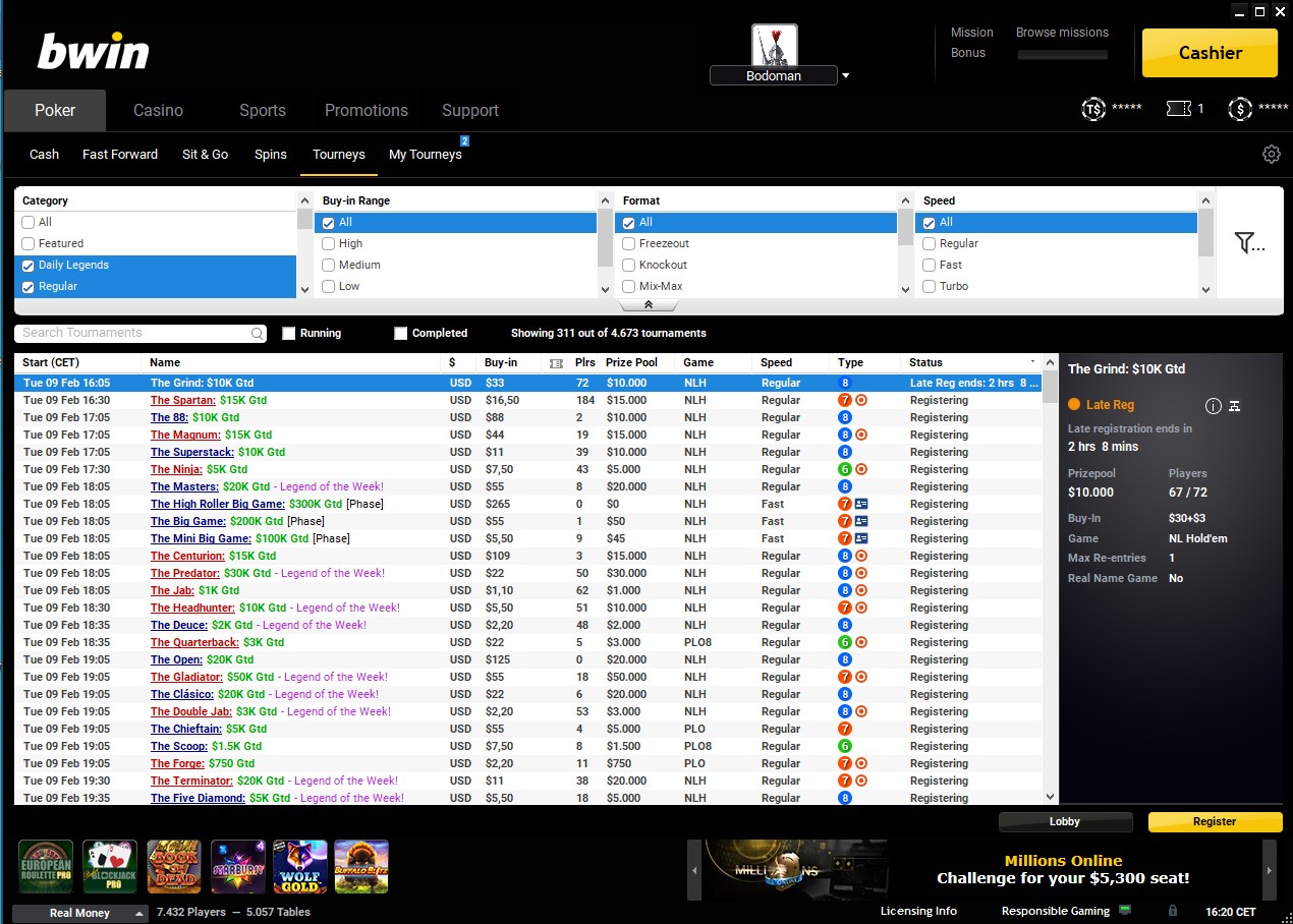 BWIN Tournooilobby BWIN Tournooilobby