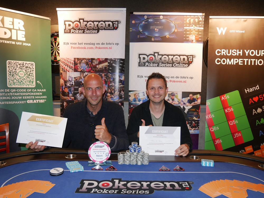 David Visser chipleader en Jeffrey de Geus LMS Nijkerk Sportcafe Watergoor