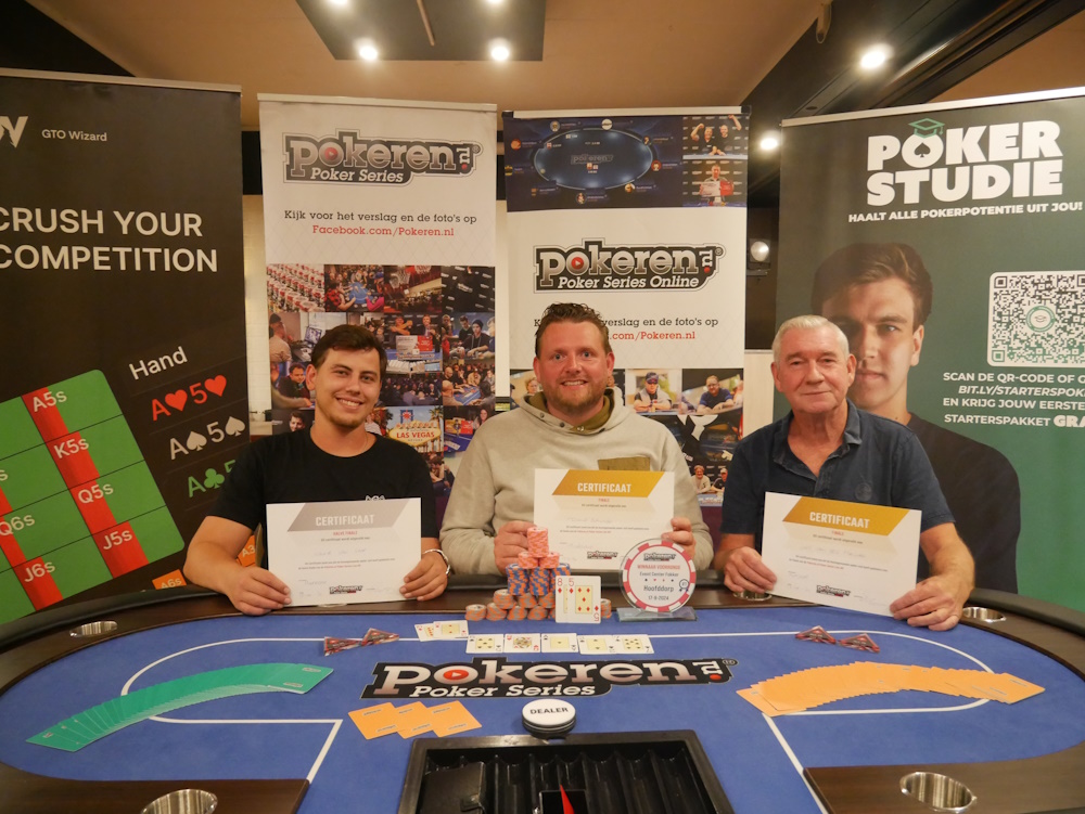 Winnaarsfoto Hoofddorp september Joop van der Meulen Daniel Schwegler en Jouke van Laar