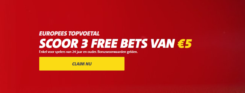 scoor 3 free bets van 5