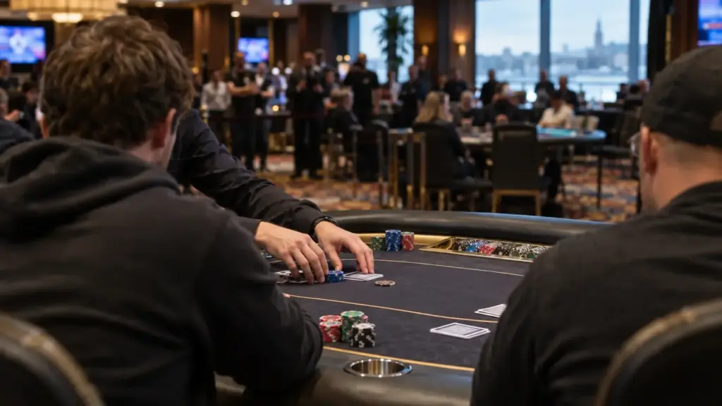 Pokerfinale aan tafel tijdens het Small Ball-toernooi in Holland Casino Venlo